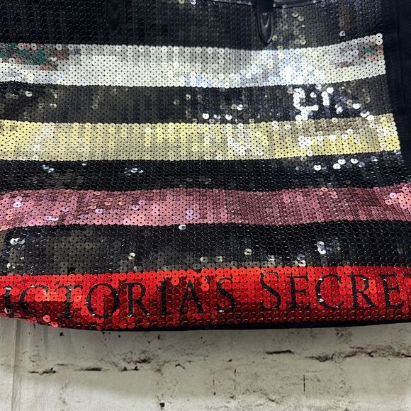 Victoria's Secret Black and Sequined Pink Red Tote Bag‎ - Picture 2 of 7